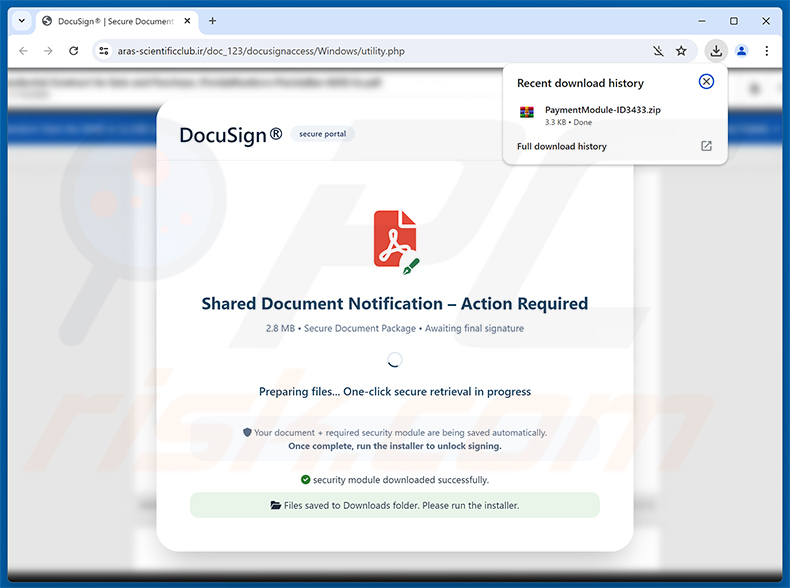 Site Web malveillant promu via la campagne de spam Intuit QuickBooks - Vendor Payment Notice Email Virus