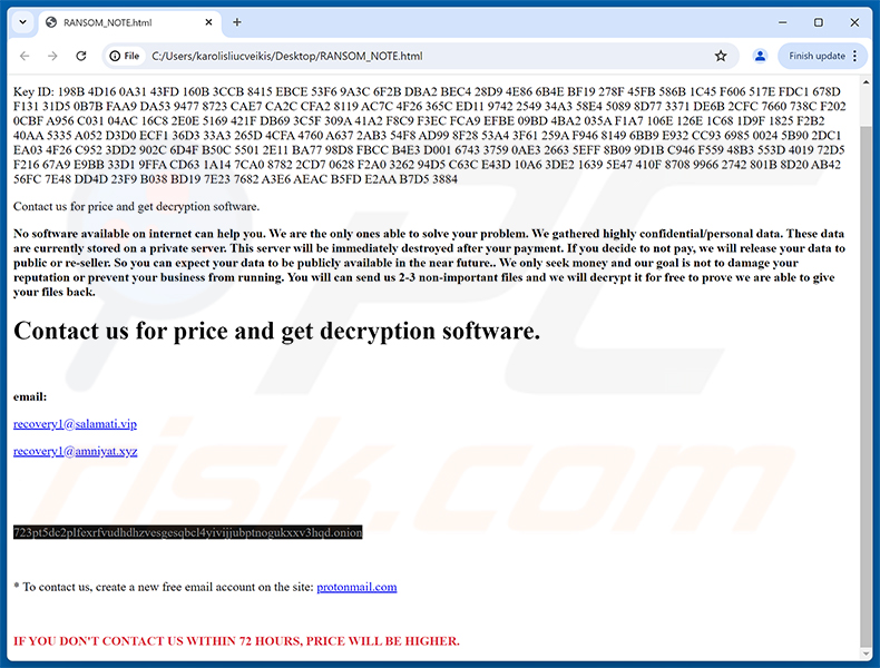 Demande de rançon du ransomware Montage (RANSOM_NOTE.html)