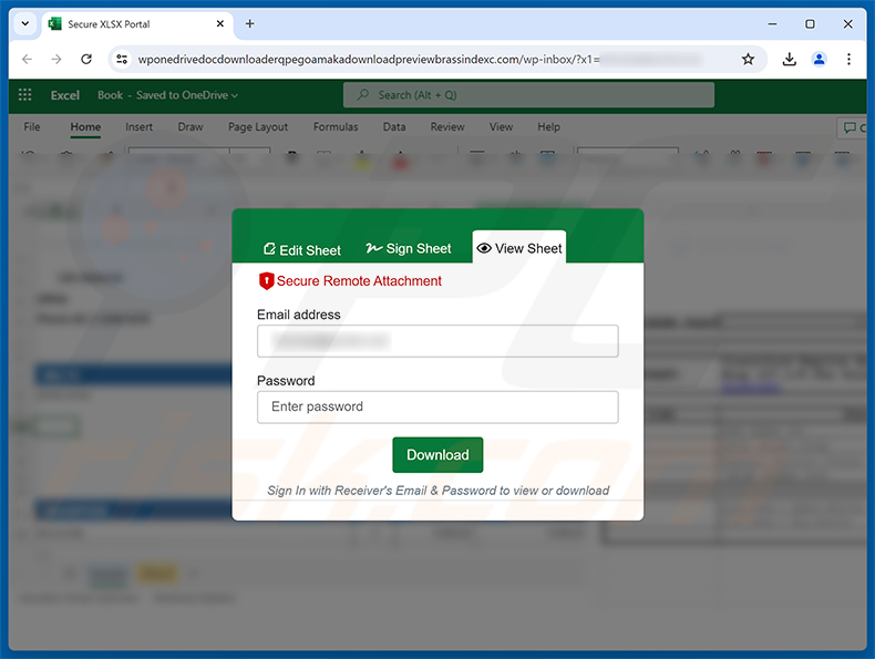 Page de phishing Price Quotation Request arnaque par e-mail