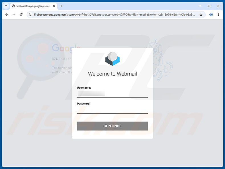 Page de phishing de You Have Received A Tax Invoice arnaque par e-mail