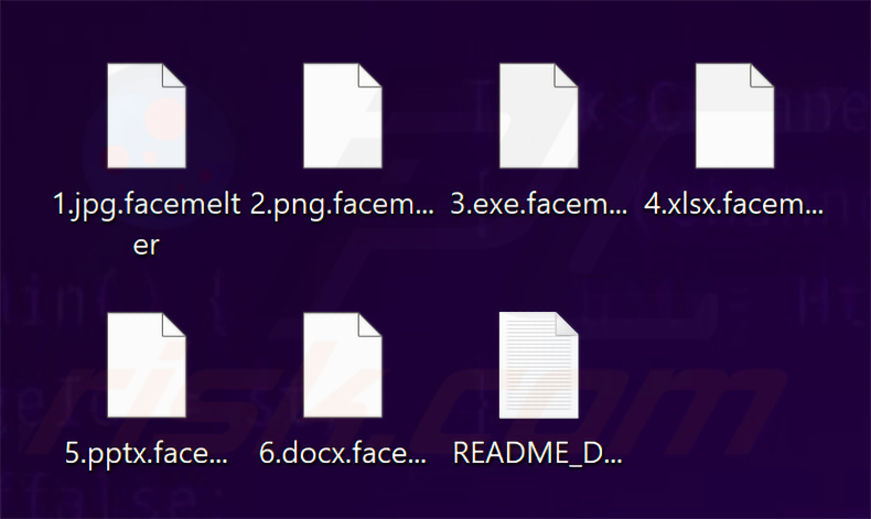 Fichiers chiffrés par le ransomware Face Melter (extension .facemelter)