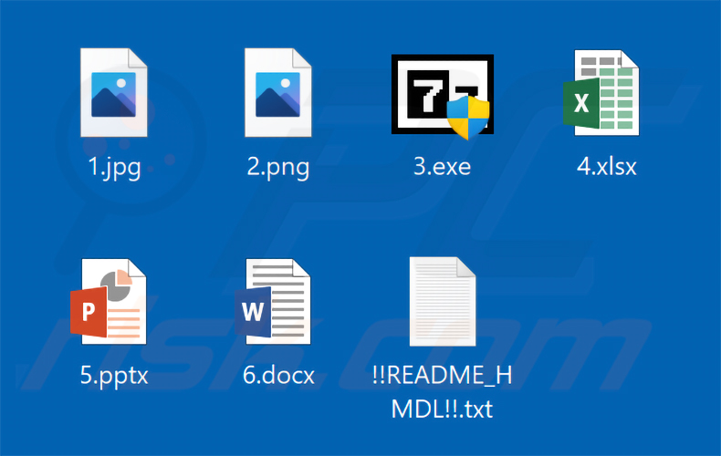 Fichiers chiffrés par le ransomware HMDL