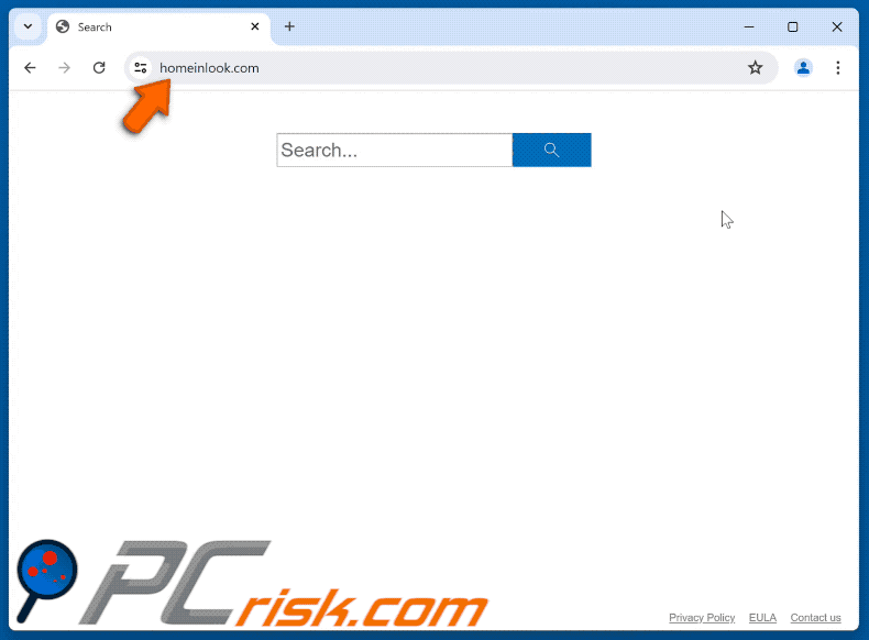 pirate de navigateur homeinlook.com redirigeant vers Bing (GIF)