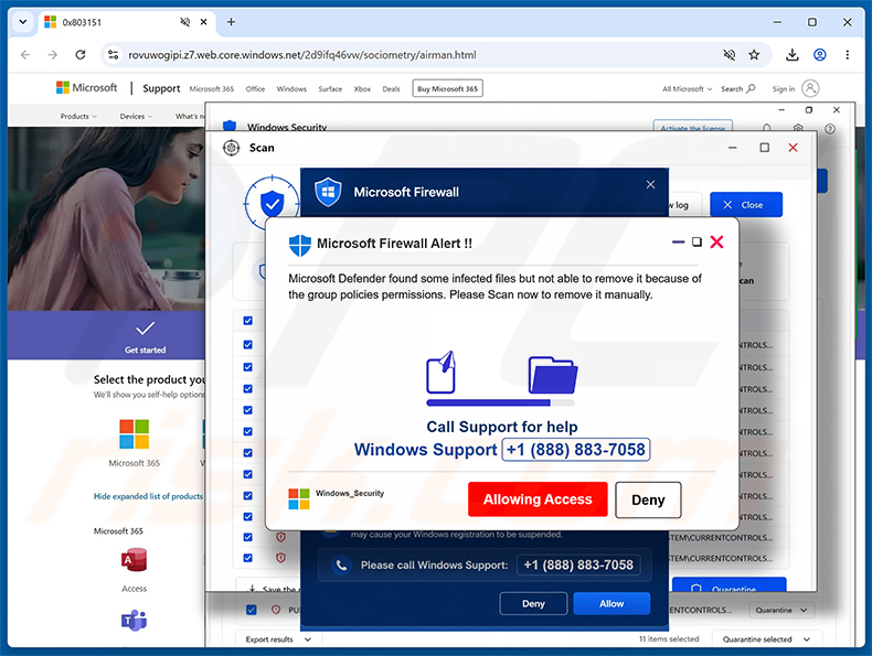 Arnaque du POP-UP « Microsoft Firewall Alert »