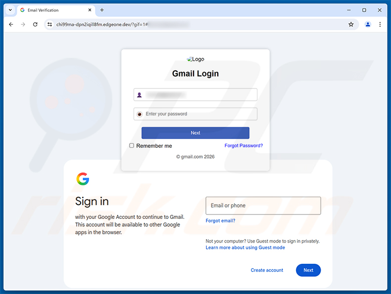 Page de phishing NetZero Email Update Scam