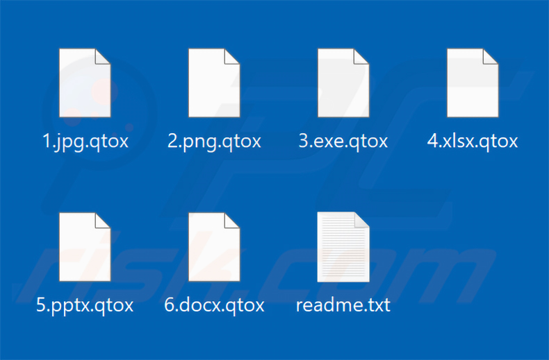 Fichiers chiffrés par qTox Ransomware (extension .qtox)
