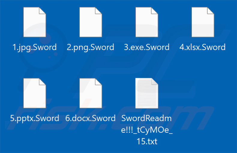 Fichiers chiffrés par le ransomware Sword (extension .Sword)
