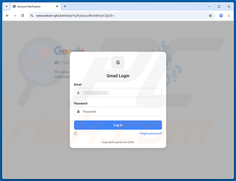 Page de phishing Untrusted Device Was Added To Your Account