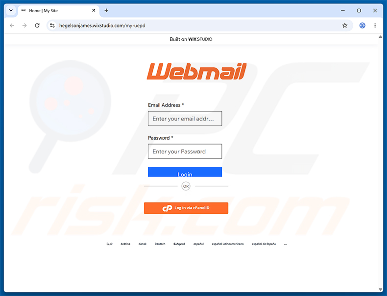 Page de phishing Wire Transfer Payment Confirmation arnaque par e-mail