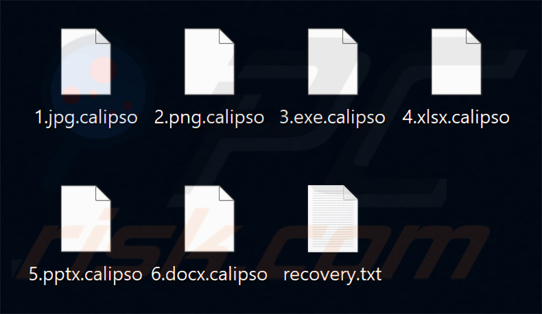 Fichiers chiffrés par le ransomware Calipso (extension .calipso)
