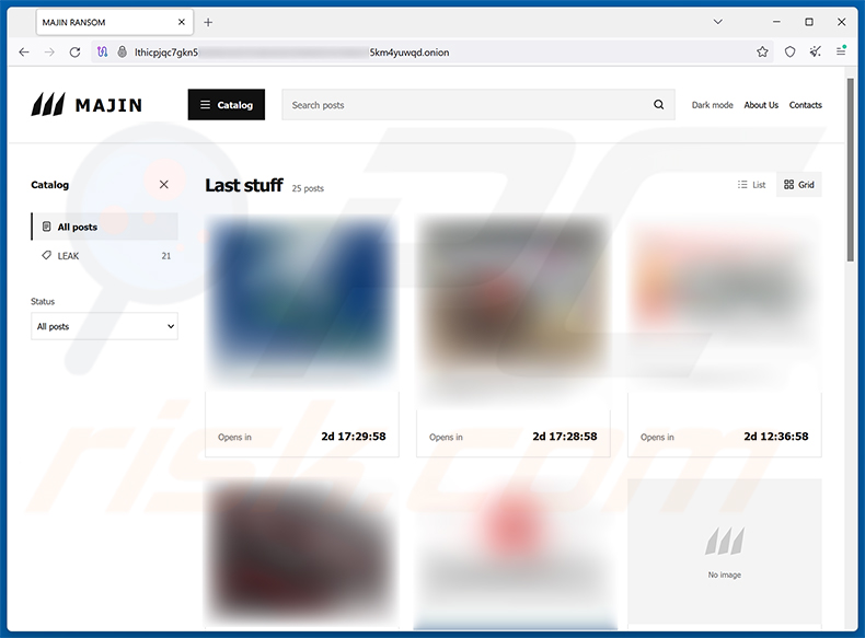 Site de fuite de données Tor du ransomware MAJIN