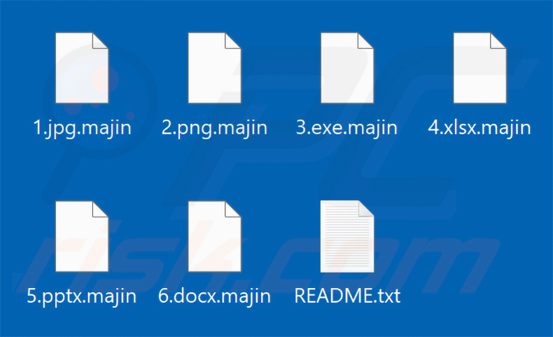 Fichiers chiffrés par le ransomware MAJIN (extension .majin)