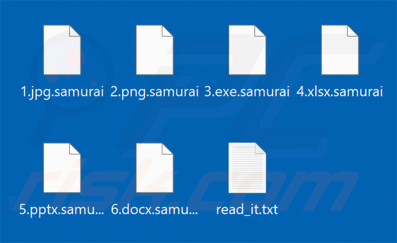 Fichiers chiffrés par le ransomware SAMURAI-SEC (extension .samurai)