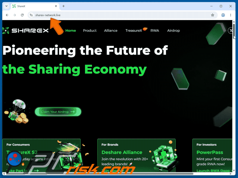 Apparence de ShareX Airdrop arnaque (GIF)