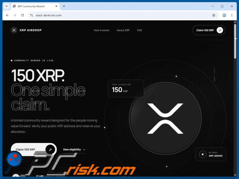 Apparence de XRP Ledger Airdrop arnaque (GIF)