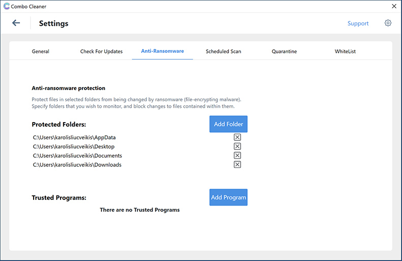 Combo Cleaner pour Windows - Module anti-ransomware