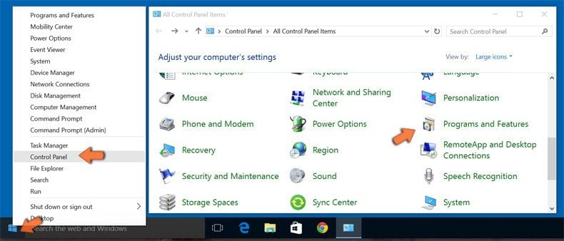 Accéder aux Programmes et Fonctions (désinstallation) dans Windows 10