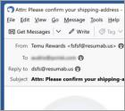 Courriel Arnaque Temu - Pending Package Delivery