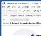 Courriel Arnaque Dropbox - Your Transfer Expires