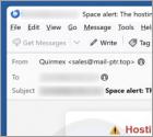 Courriel Arnaque Hosting Space Limit Notification