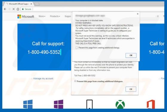 Arnaque Your Computer Is In Blocked State