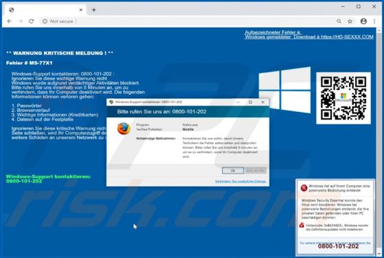 POP-UP Arnaque Error MS-77X1