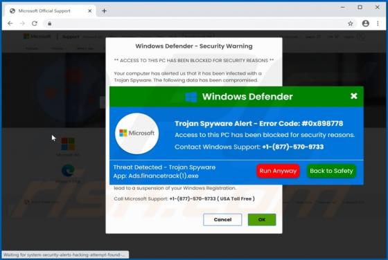 POP-UP Arnaque Trojan Spyware Alert