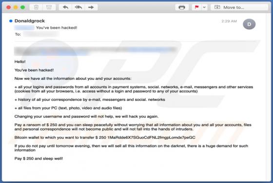 Courriel Arnaque You've Been Hacked!