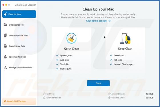 Application Indésirable Umate Mac Cleaner (Mac)