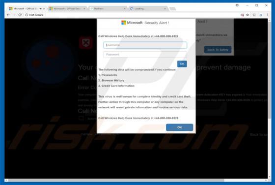 Arnaque Microsoft Security Alert