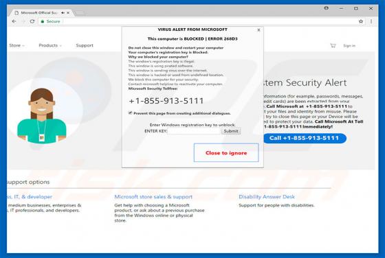 POP-UP Arnaque ERROR 268D3