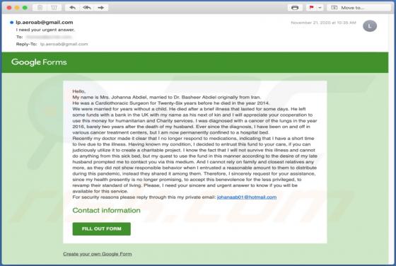 Courriel Arnaque Google Forms
