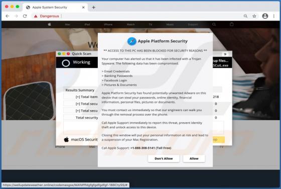 POP-UP Arnaque Apple Platform Security (Mac)