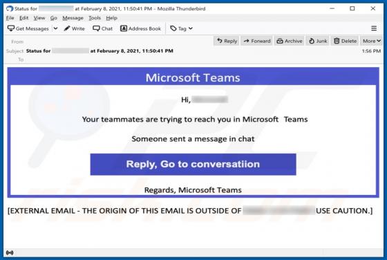 Courriel Arnaque Microsoft Teams