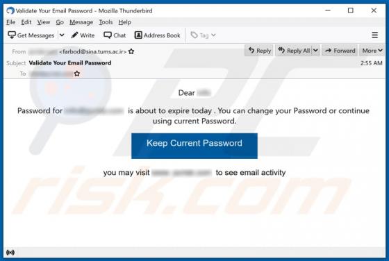 Courriel Arnaque Password Is About To Expire Today