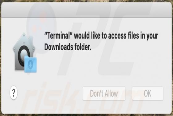 POP-UP Arnaque "Terminal" would like to access files in your Download folder (Mac)
