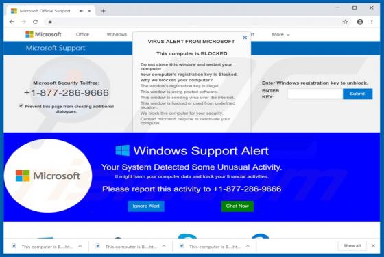 POP-UP Arnaque Your System Detected Some Unusual Activity