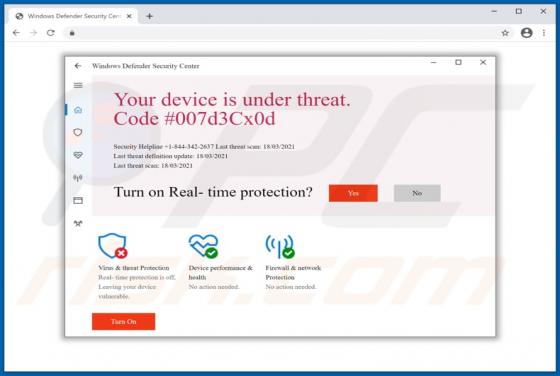 POP-UP Arnaque Code #007d3Cx0d