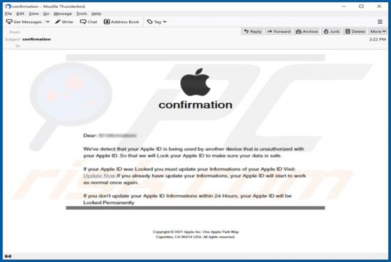 Courriel Arnaque Apple ID (Mac)