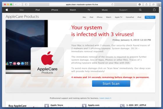 POP-UP Arnaque Your System Is Infected With 3 Viruses (Mac)