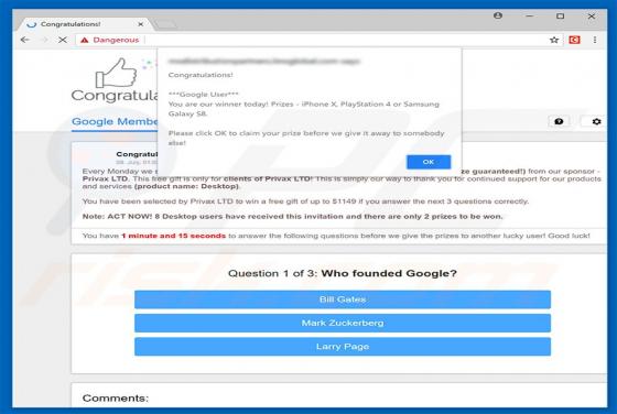 POP-UP Arnaque You Are Our Winner Today!