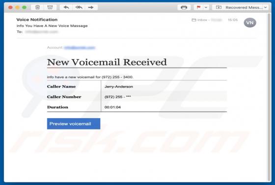 Courriel Arnaque Voicemail