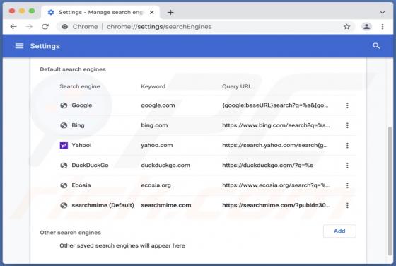 Redirection Searchmime.com (Mac)