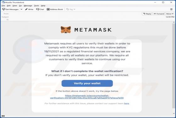 Courriel Escroc MetaMask