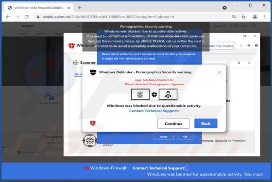 POP-UP Arnaque Pornographics Security Warning