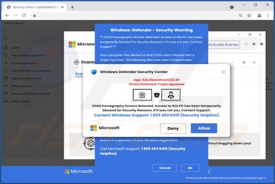 POP-UP Arnaque Child Pornography Access Detected