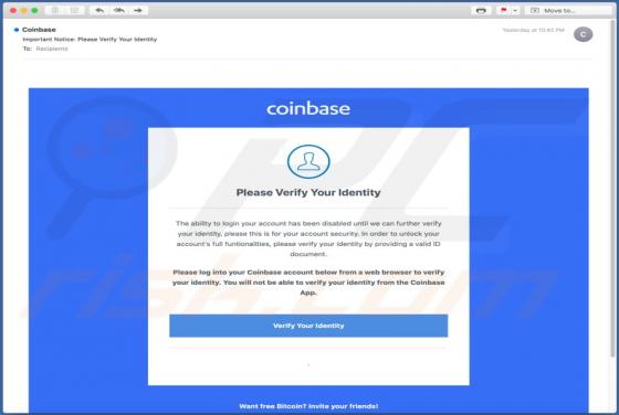 Courriel d'Arnaque Coinbase