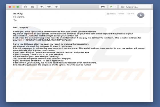 Courriel d'Arnaque My Trojan Captured All Your Private Information
