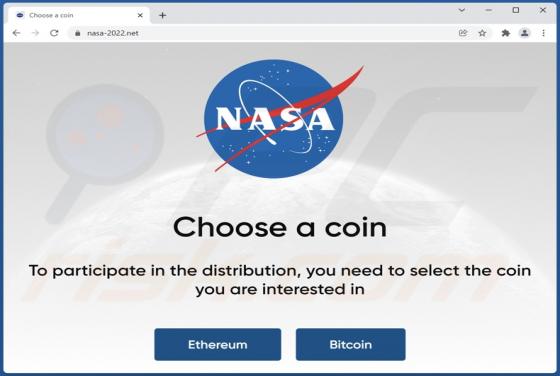 Arnaque au cadeau ETH et BTC de la NASA