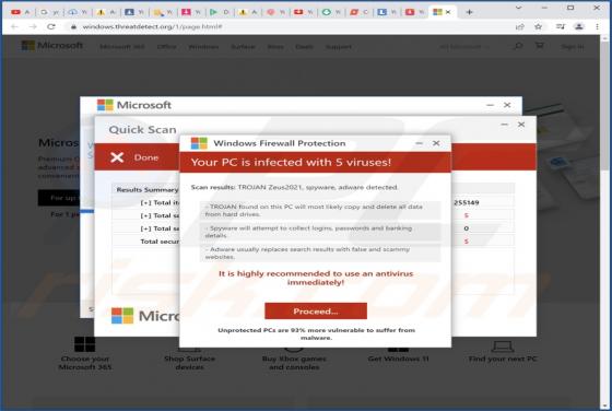 POP-UP TROJAN Zeus2021 spyware adware detected